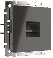 Розетка компьютерная без рамки Werkel 1-м. RJ45 5e серо-коричневый глянцевый картинка